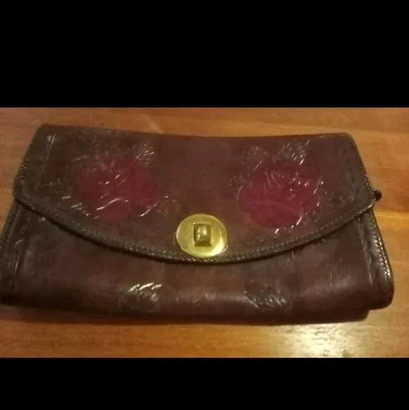 Vintage hand tooled leather clutch 1960s Hand Crafted High Quality Rare Durable - Picture 8 of 10